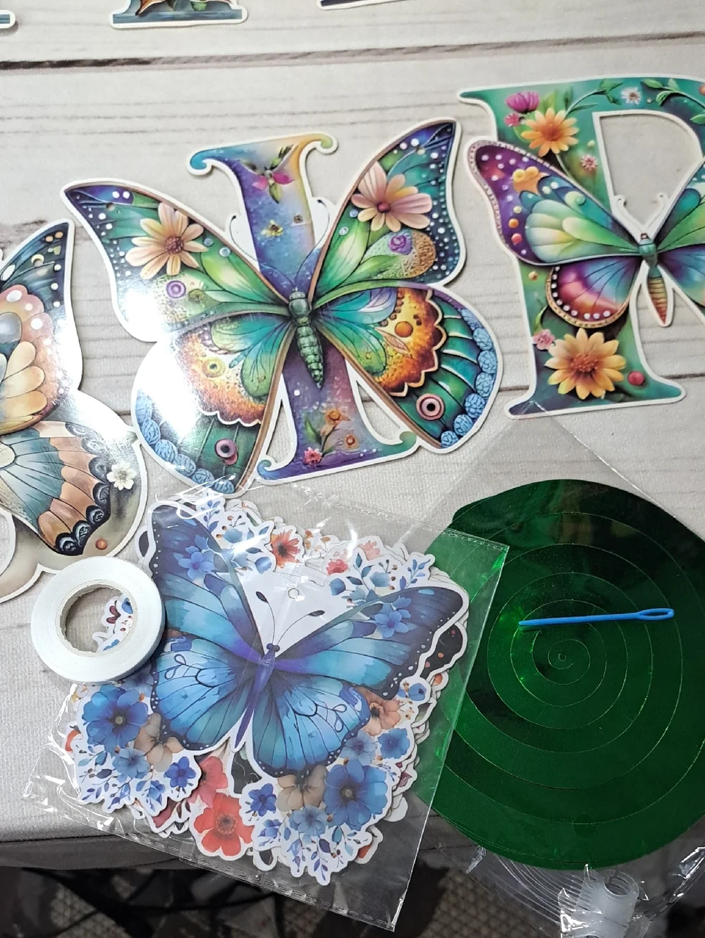 Happy Birthday Butterfly Banner Kit - Colorful  Cutouts